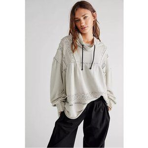 Free People Darling Pullover Sweatshirt Top Crochet Oversized Slouchy S
